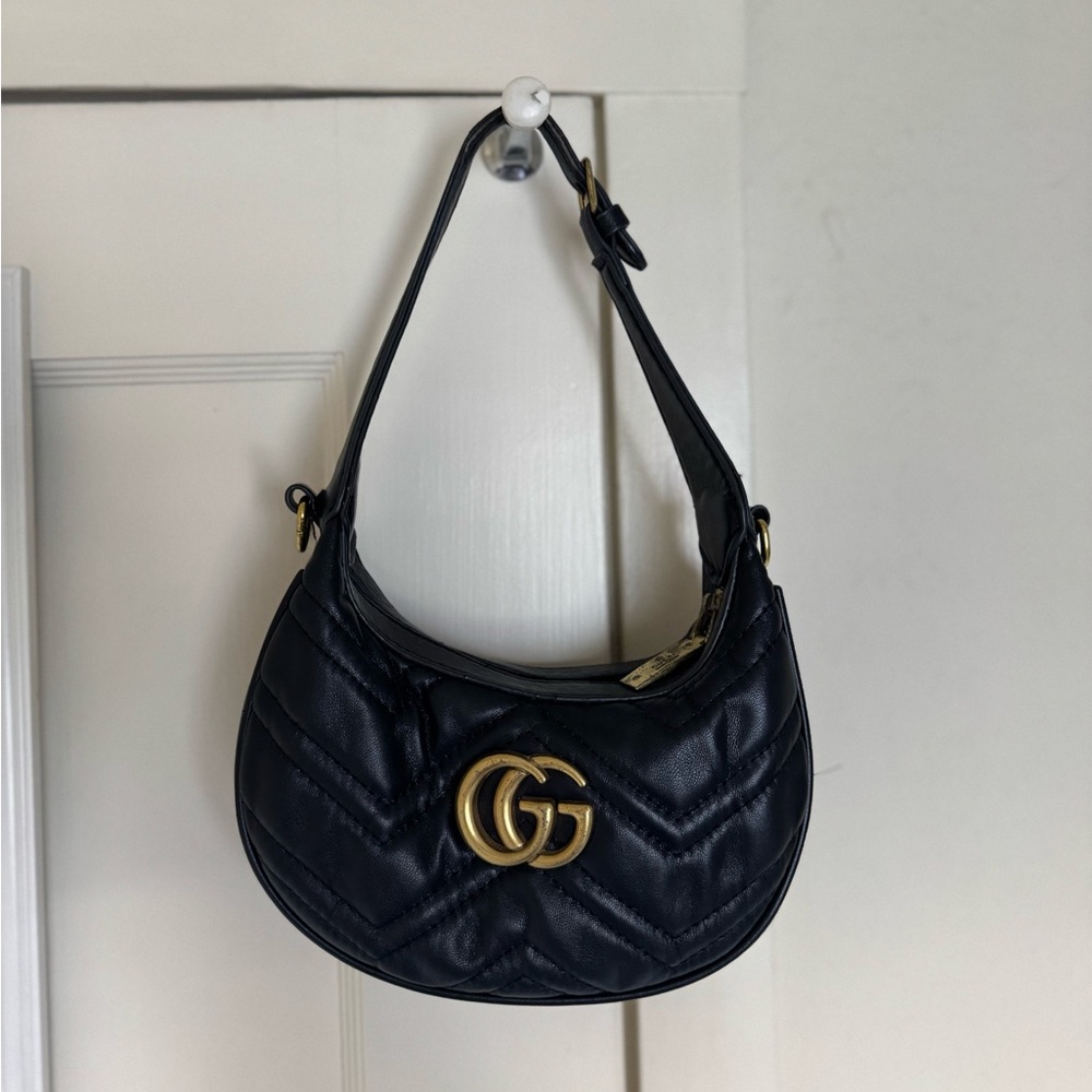 Black Quilted Leather Shoulder Bag